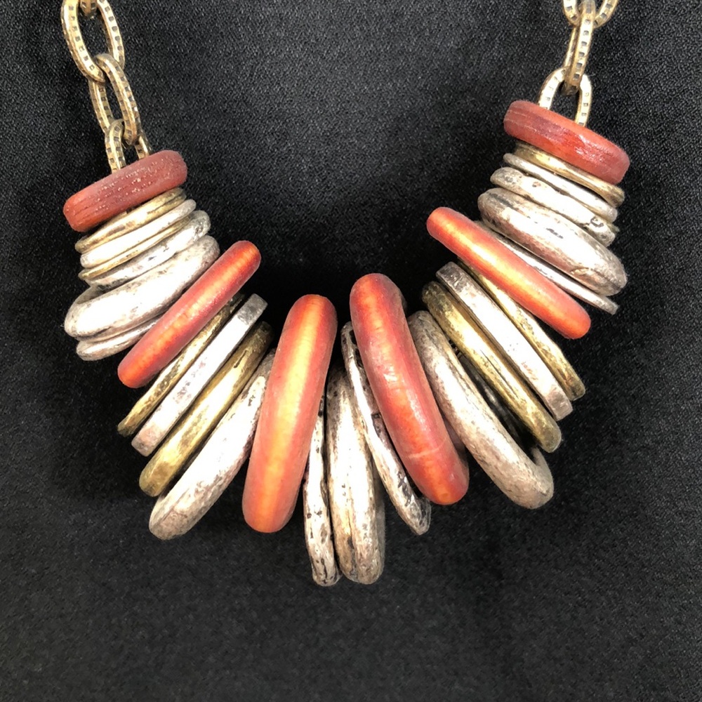 Silver/Gold Ring Statement Necklace - image 3